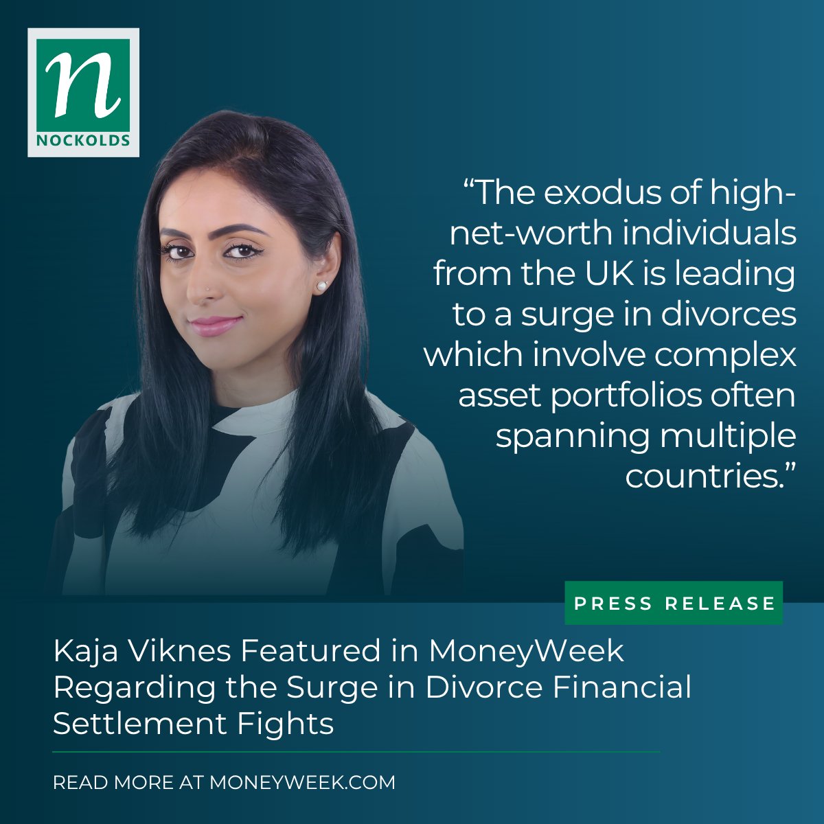 Kaja Viknes has been featured in <a href="/MoneyWeek/">MoneyWeek</a> sharing insights on the rise in financial disputes during divorce - and why settling early saves stress and cost.

Read the full article here: ow.ly/nwfa50WaaJn