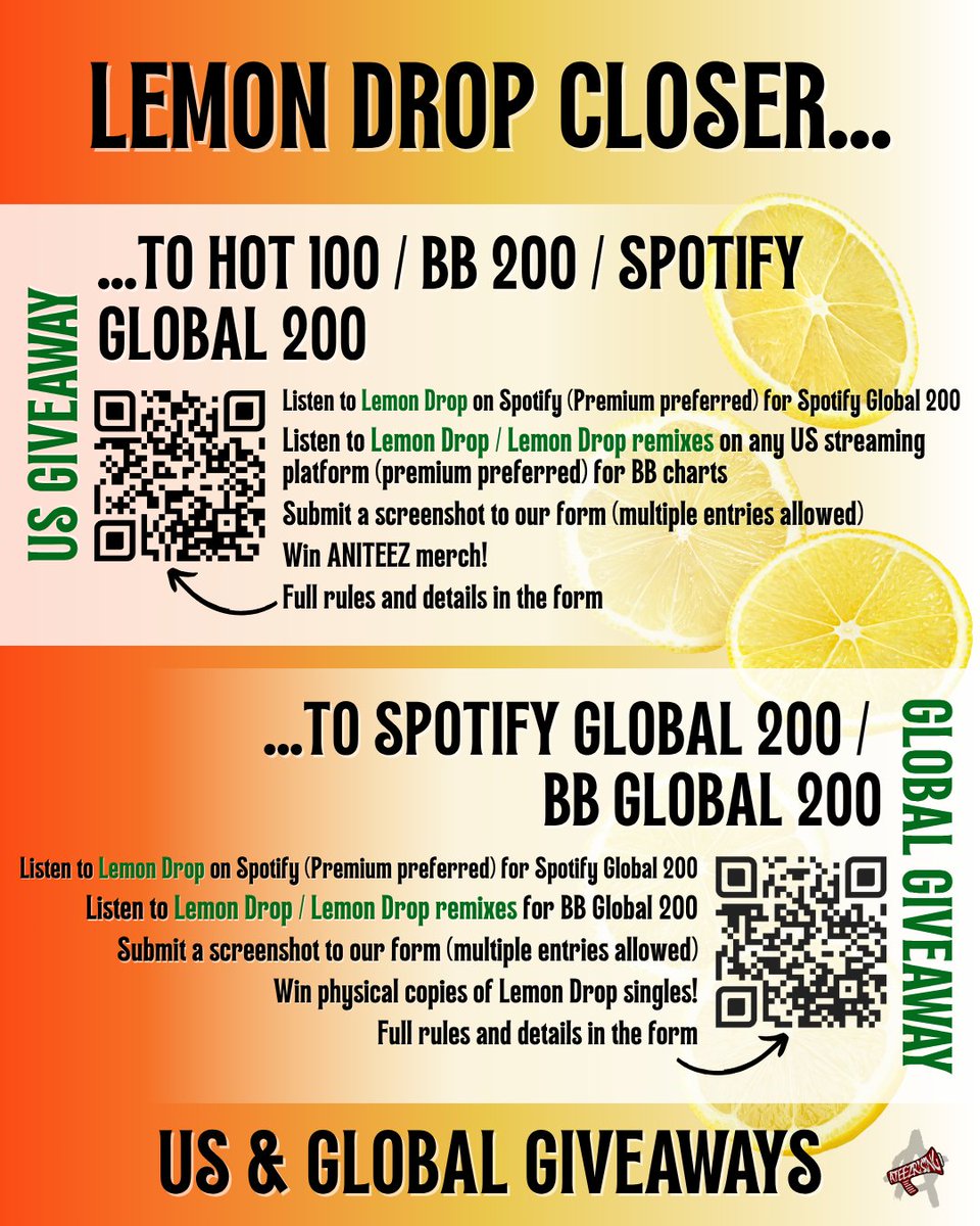 ATEEZRising_'s tweet photo. 🍋 STREAMING GIVEAWAY for 🅱️🅱️ &amp; Spotify

ATINY! We're halfway through our first week – let's keep pushing hard and get our streaming numbers up! 

Want to win prizes while listening to Lemon Drop? Details below!

#LemonDrop #GoldenHour_Part3 #ATEEZ #에이티즈 @ATEEZofficial https://t.co/j1ZNezBRPW