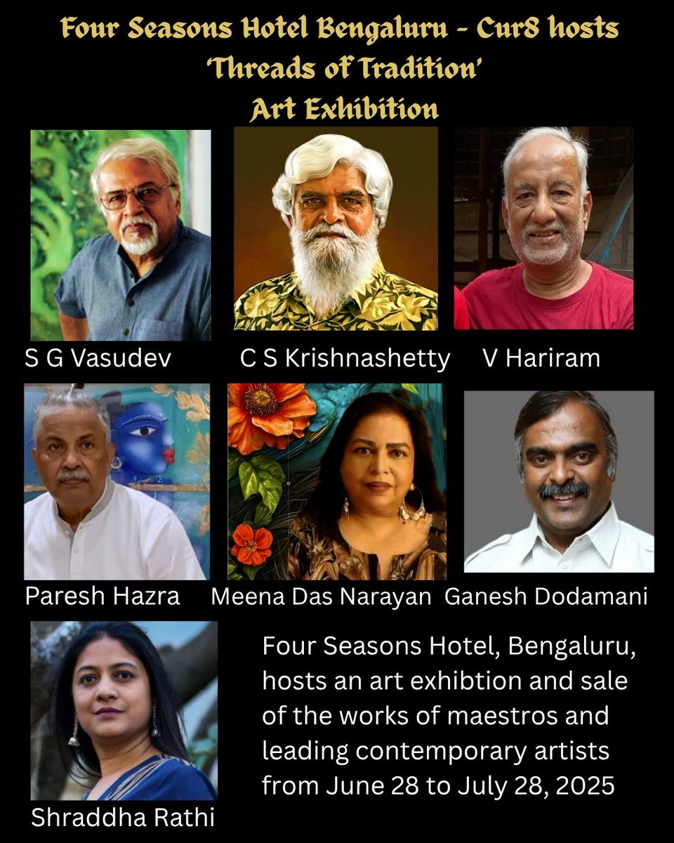 MeenaDasNarayan's tweet photo. Four Seasons Hotel Bengaluru Cur8 hosting #threadsOfTradition featuring works of leading Art Maestros and contemporary artists from June 28 to July 28 https://t.co/3wm0UUyXU3