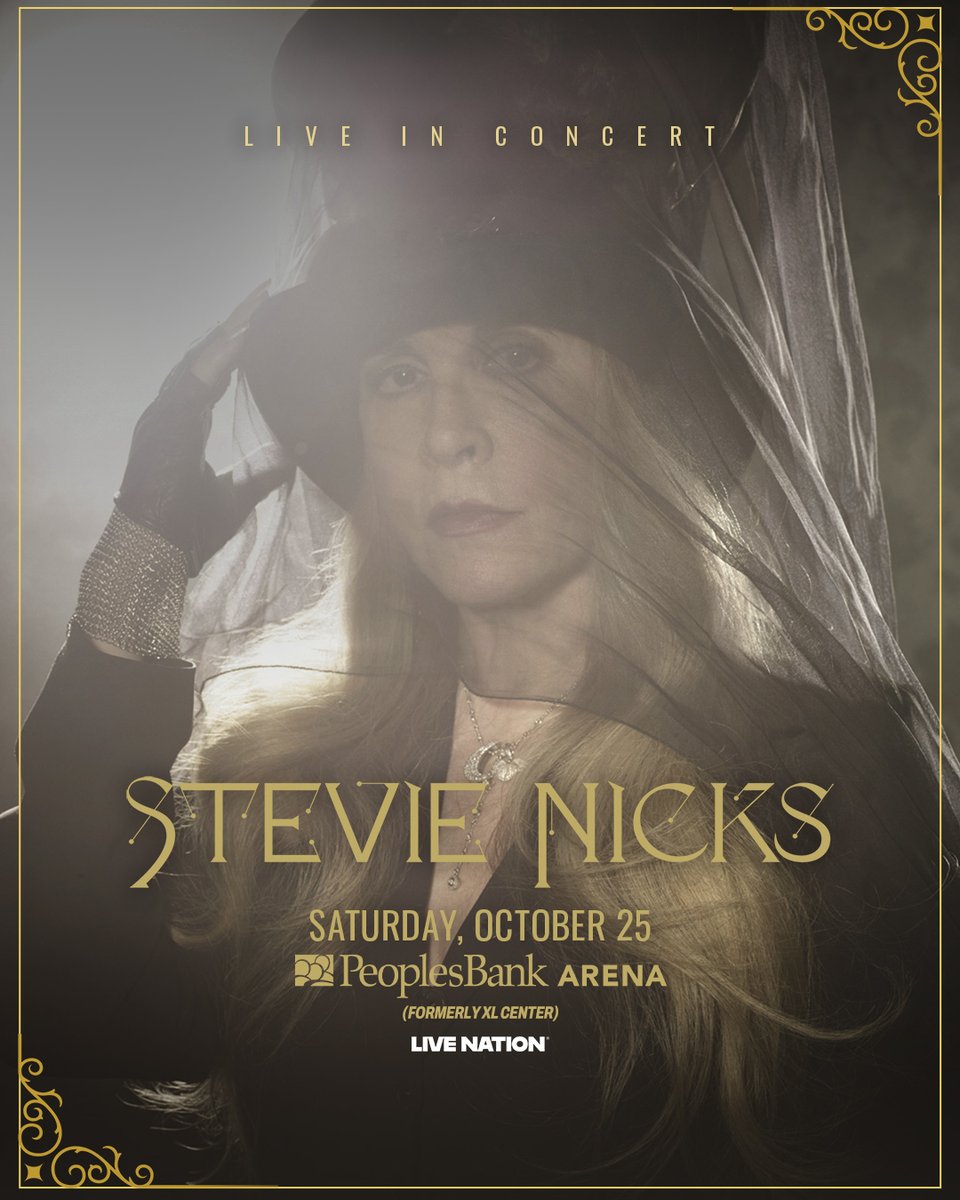 XL Center (@xlcenter) on Twitter photo It's not a Rumor! <a href="/StevieNicks/">Stevie Nicks</a> is coming to PeoplesBank Arena on Saturday, October 25thđź‘€
🗓️Presale begins Wednesday, June 18th @ 10AM
🎫Tickets on sale this Friday, June 20th @ 10AM Local
đź”—livenation.com It's not a Rumor! <a href="/StevieNicks/">Stevie Nicks</a> is coming to PeoplesBank Arena on Saturday, October 25thđź‘€
🗓️Presale begins Wednesday, June 18th @ 10AM
🎫Tickets on sale this Friday, June 20th @ 10AM Local
đź”—livenation.com