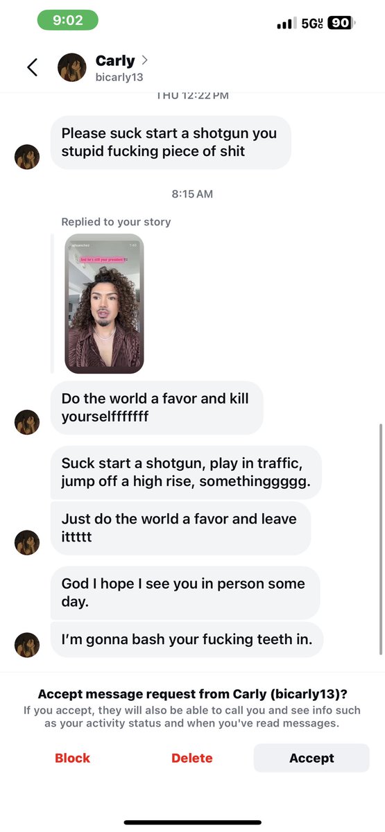 _ajtsanchez's tweet image. If you’re going to threaten someone at least private all of your socials.
All the hormones must have rotted that smooth brain.
Going to “bash my teeth in”? You need to bash your genetics because that male pattern baldness is whooping that ass.
Anyway, any of my Texas people…