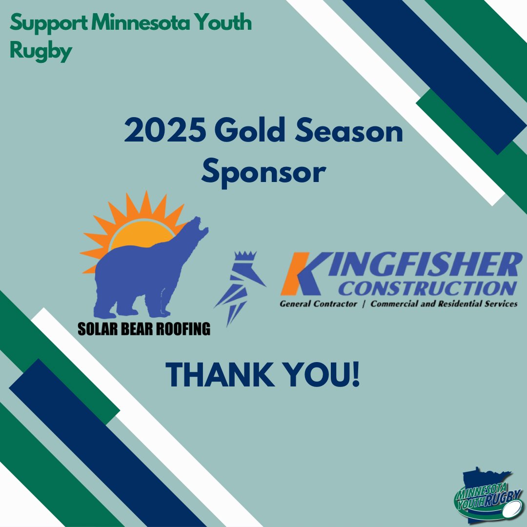 A huge thank-you to Kingfisher Construction for supporting Minnesota Youth Rugby this year. From roofing and solar panels to storm restoration, their team brings quality and care to every project — just like we bring to the pitch! 💪