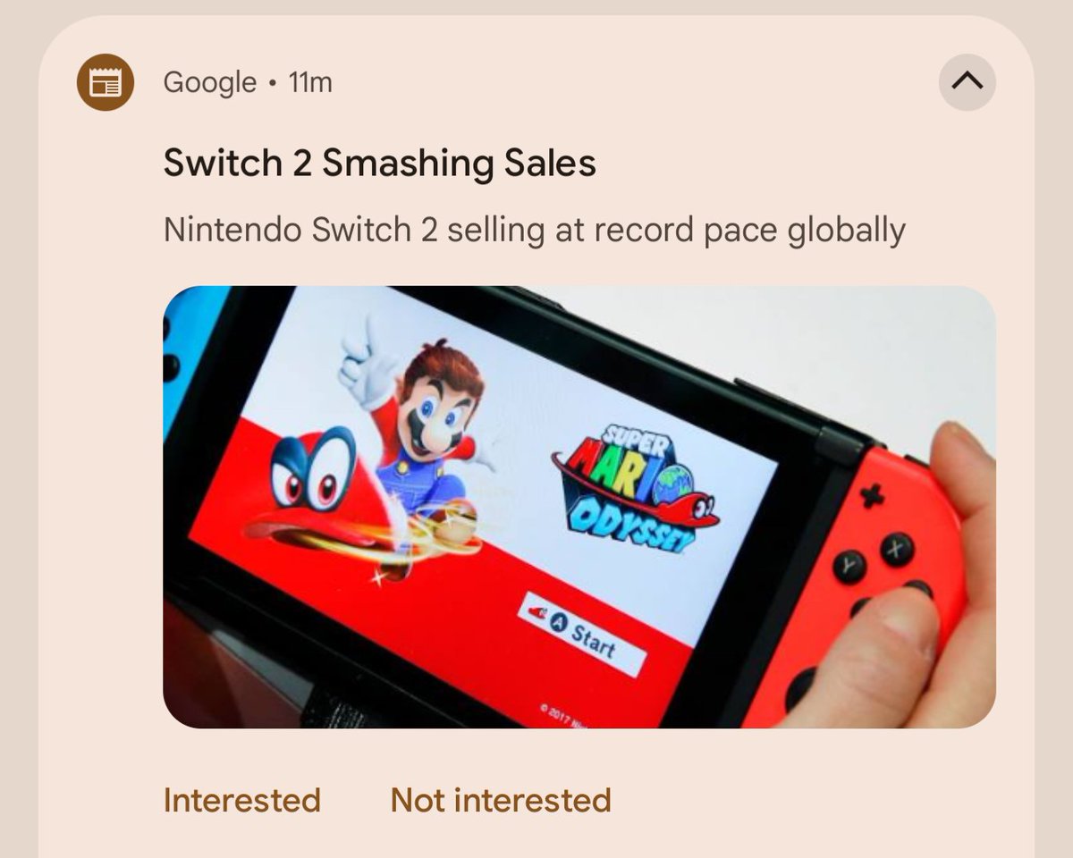 ajtouchstone's tweet photo. @googlenews I got a notification today about the Nintendo Switch 2. But the image was a Switch [1]. https://t.co/4Nm0SdvMkL