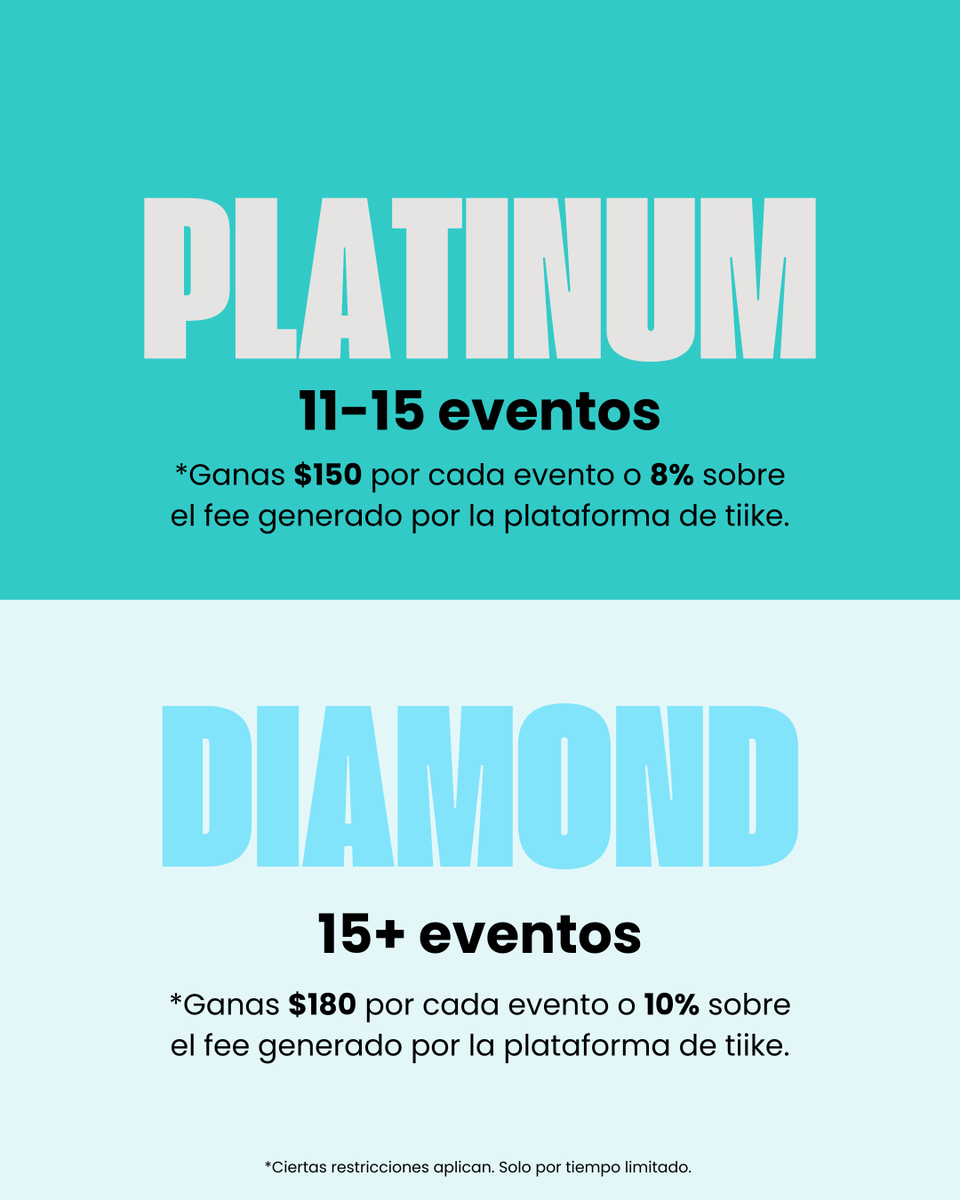 ¡Las posibilidades son infinitas! Recomienda y gana dinero por cada evento que se realice con nosotros en 2 simples pasos: 
1️⃣ Llena el form (forms.gle/M5BE8YRX9jS3E1…)
2️⃣ Si venden con tiike → ganaste 💸

*Ciertas restricciones aplican. Solo por tiempo limitado.
#tiikeRewards