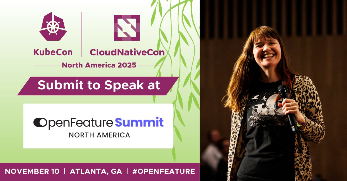 CloudNativeFdn's tweet image. 🎛️ Feature flags meet open standards at #OpenFeature Summit - and we want your voice!
It’s all happening November 10 in Atlanta, alongside #KubeCon + #CloudNativeCon.

Submit talks on integrations, real-world use cases, and extending OpenFeature: hubs.la/Q03rSCNl0