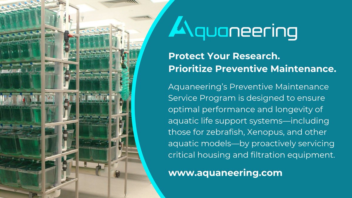 Aquaneering (@aquaneering) on Twitter photo Aquaneeringâs Preventive Maintenance Service Program is built to keep your aquatic housing systemsâlike those for zebrafish, Xenopus, and axolotlsârunning smoothly and reliably.
Reach out to schedule your PM service today.
sales@aquaneering.com | na2.hubs.ly/y0krcH0
h Aquaneeringâs Preventive Maintenance Service Program is built to keep your aquatic housing systemsâlike those for zebrafish, Xenopus, and axolotlsârunning smoothly and reliably.
Reach out to schedule your PM service today.
sales@aquaneering.com | na2.hubs.ly/y0krcH0
h
