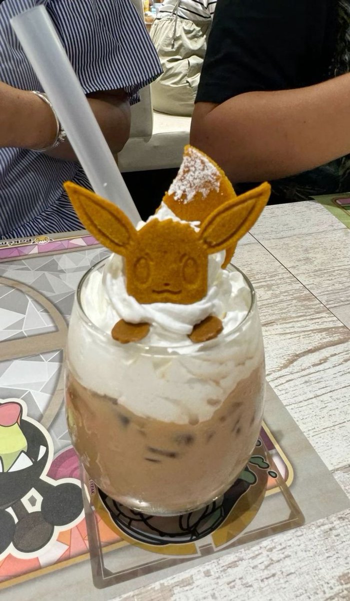 PokeDailyPost's tweet photo. what's wrong honey? you barely touched your eevee's fluffy iced latte ☕️🧊 https://t.co/hqTPcKocNF
