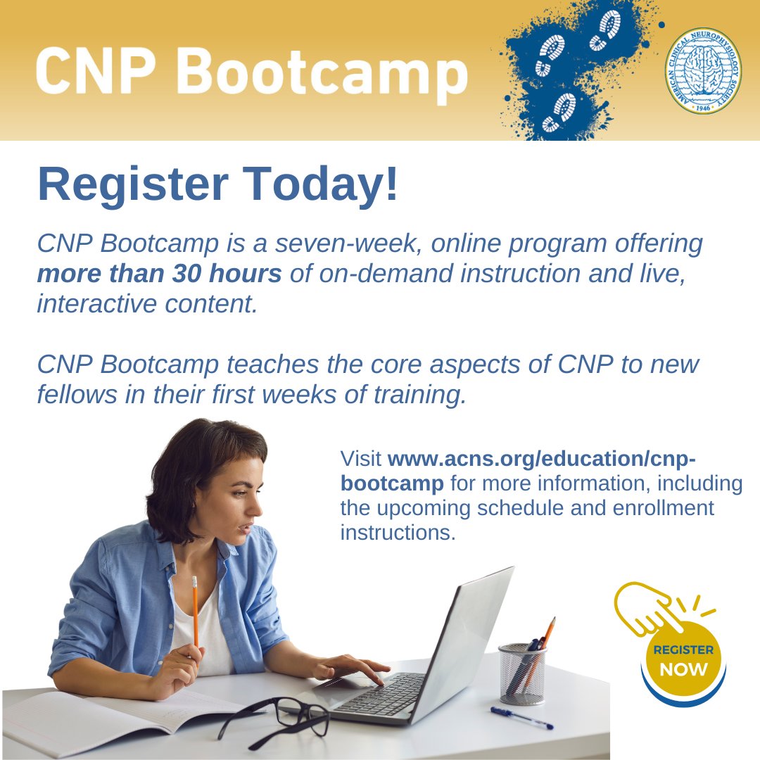 ACNS (@acns_org) on Twitter photo Register today for CNP Bootcamp, a seven-week program designed to introduce new fellows to the core aspects of CNP. It encompasses more than 30 hours of on-demand instruction & interactive content. Large program pricing available!
ow.ly/JNi850W78y9 Register today for CNP Bootcamp, a seven-week program designed to introduce new fellows to the core aspects of CNP. It encompasses more than 30 hours of on-demand instruction & interactive content. Large program pricing available!
ow.ly/JNi850W78y9