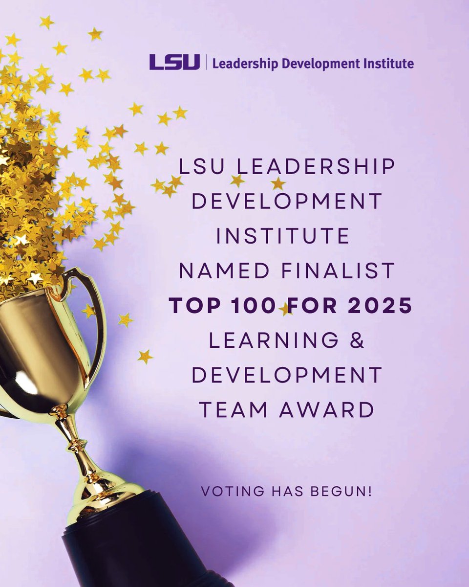 LSU_LDI's tweet photo. Weโre finalists for the 2025 Top 100 Learning & Development Team Award โ and now itโs up to YOU! ๐ฅ
๐ณ๏ธ VOTING IS OPEN NOW
๐ Vote here: https://t.co/DSRyg6tImj
#GeauxLead #LDIImpact #LeadershipDevelopment #Top100LD #VoteLDI #PeopleFirst #LSUProud https://t.co/cLiVjpzBkF