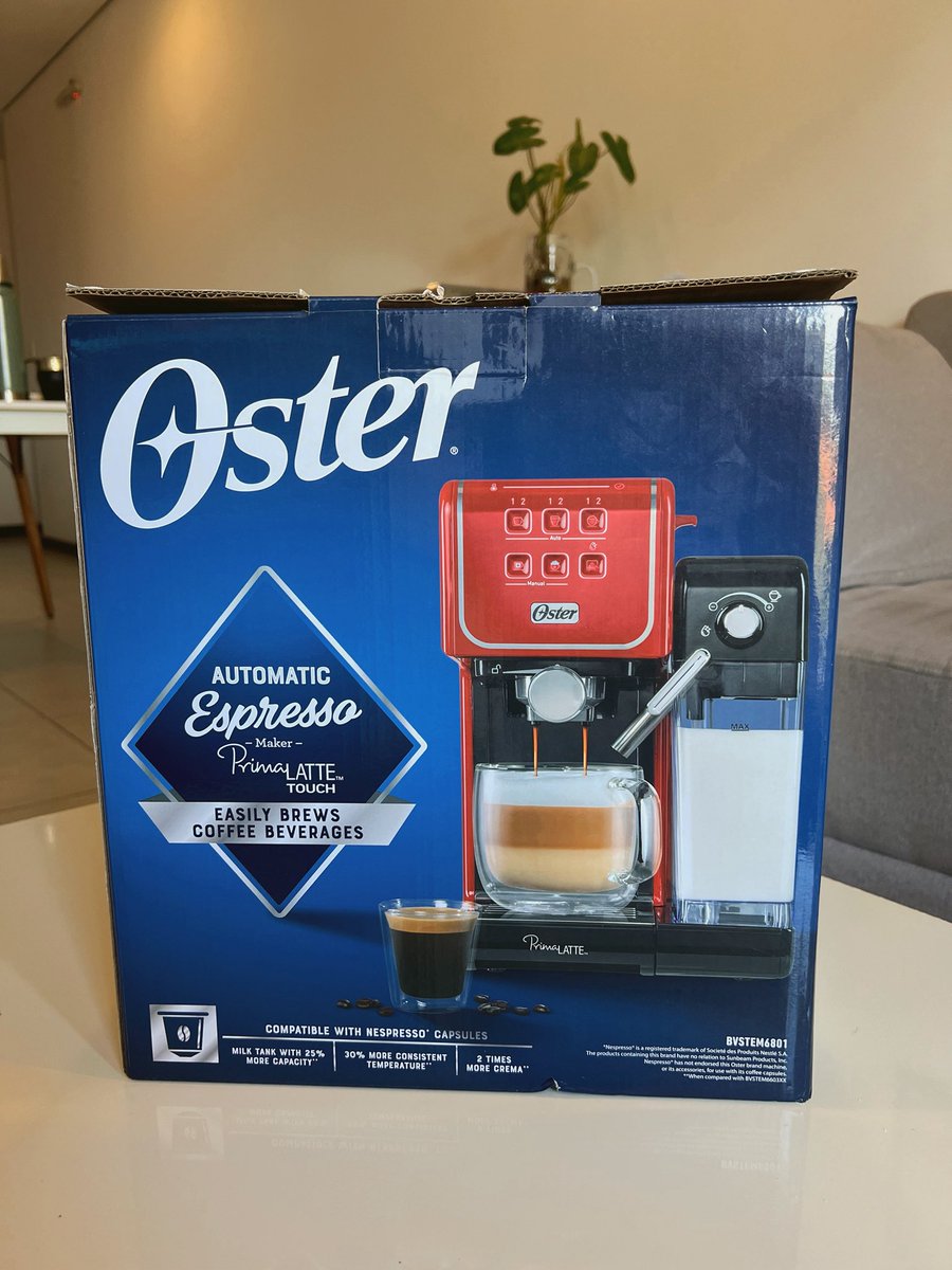 Clau_Bco's tweet photo. 📢📢 Para los cafeteroosss 💥💥

Vendo Oster PrimaLatte Touch sin usar. 19 bar, conexión con cápsulas Nespresso + depósito de leche, todo nuevo en caja con Garantía . 
Precio original: Gs. 3.700.000
Precio oferta: Gs. 3.200.000 
Si te interesa escribimeee 099331809 https://t.co/9uhGsSpI8T