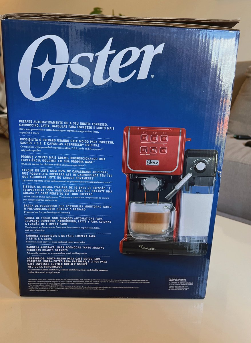 Clau_Bco's tweet photo. 📢📢 Para los cafeteroosss 💥💥

Vendo Oster PrimaLatte Touch sin usar. 19 bar, conexión con cápsulas Nespresso + depósito de leche, todo nuevo en caja con Garantía . 
Precio original: Gs. 3.700.000
Precio oferta: Gs. 3.200.000 
Si te interesa escribimeee 099331809 https://t.co/9uhGsSpI8T