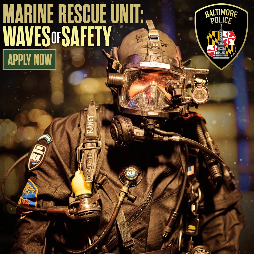 The Baltimore Police Department Marine Rescue Unit provides waves of safety, all in a day's work. There is endless opportunity to grow your skills and career. See what other specialties we have by visiting the link in our bio. #BaltimorePD #PoliceOfficer
