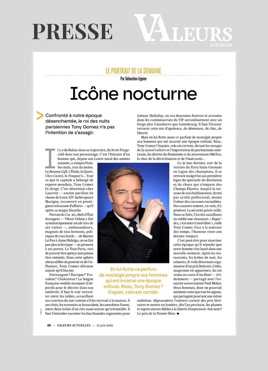 Tony GOMEZ (@tonygomez_paris) on Twitter photo Retrouvez dès maintenant mon portrait dans <a href="/Valeurs/">Valeurs actuelles ن</a> par <a href="/S_Lignier/">Sébastien Lignier</a> :
#Presse #TonyGomez #portrait #valeursactuelles #nuit #souvenirs #ToutParis Retrouvez dès maintenant mon portrait dans <a href="/Valeurs/">Valeurs actuelles ن</a> par <a href="/S_Lignier/">Sébastien Lignier</a> :
#Presse #TonyGomez #portrait #valeursactuelles #nuit #souvenirs #ToutParis