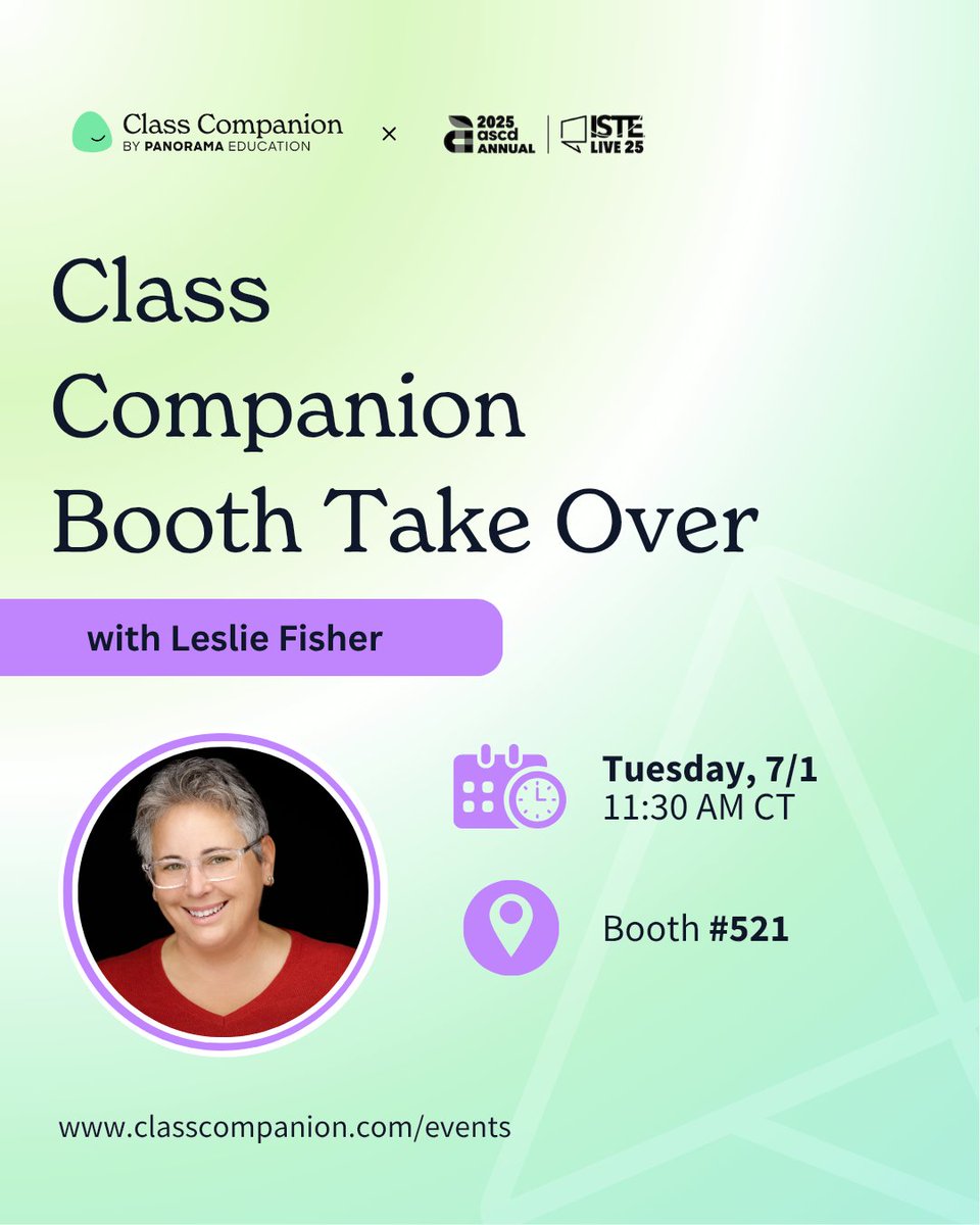 ClassCompanion_'s tweet photo. Big energy. Big booth takeover.
@lesliefisher is bringing real talk & tech tips
π Tues, July 1 | π¦ 11:30 AM
π Booth #521
Trust us: this wonβt be your typical walkthrough.
More names dropping soon π
#ISTE2025 #ClassCompanion #LeslieFisher #TeacherLedAI #EdTechLive https://t.co/LsEzQ5vQG4