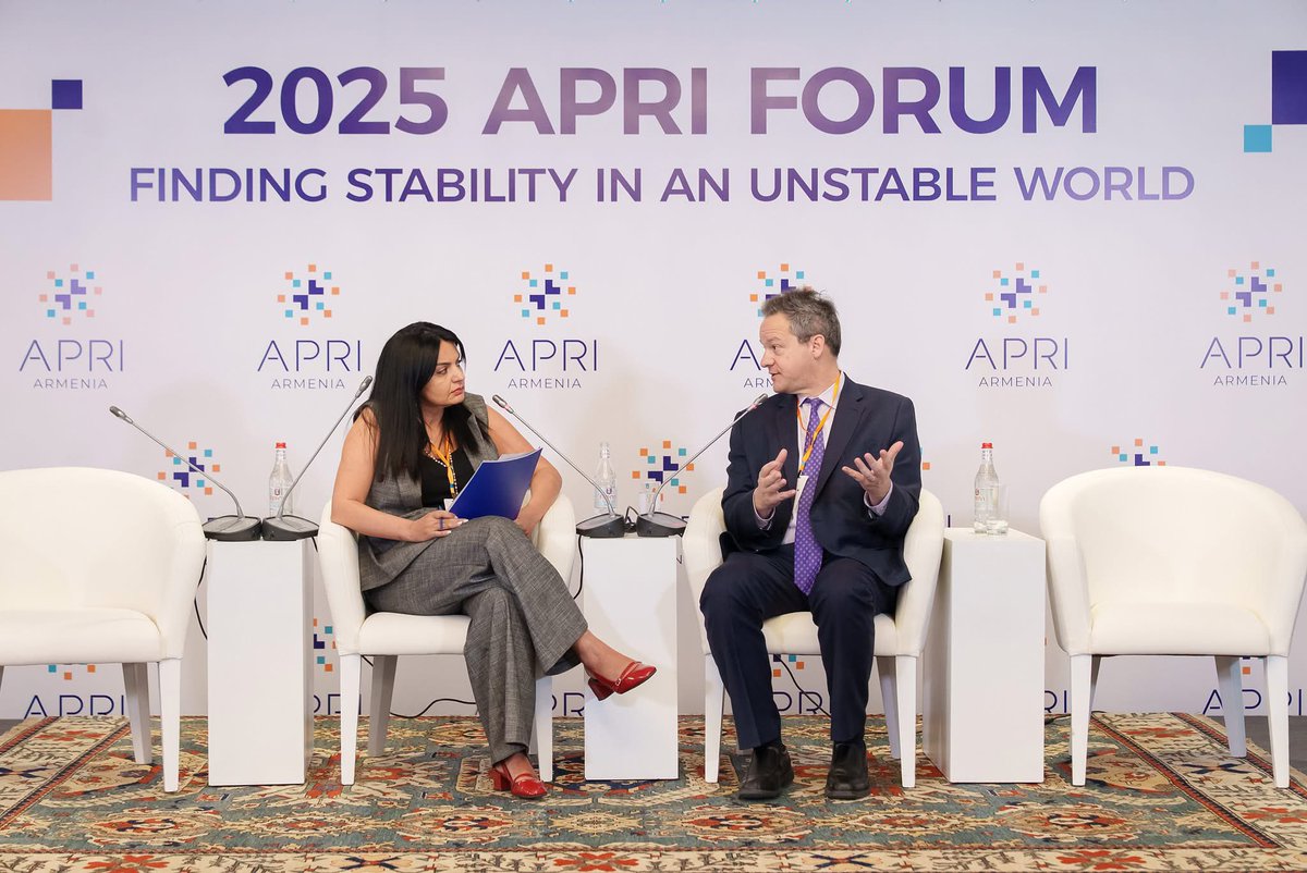 Honored to moderate at the APRI Armenia Forum with <a href="/JaredGenser/">Jared Genser</a>, lawyer for Ruben Vardanyan. He shared that most hope for Armenian prisoners comes from the U.S. and the Christian community, while the Armenian government remains largely absent from these efforts.