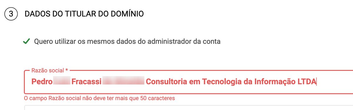 E EU FAÇO O QUE SE O NOME DA MINHA EMPRESA É ENORME