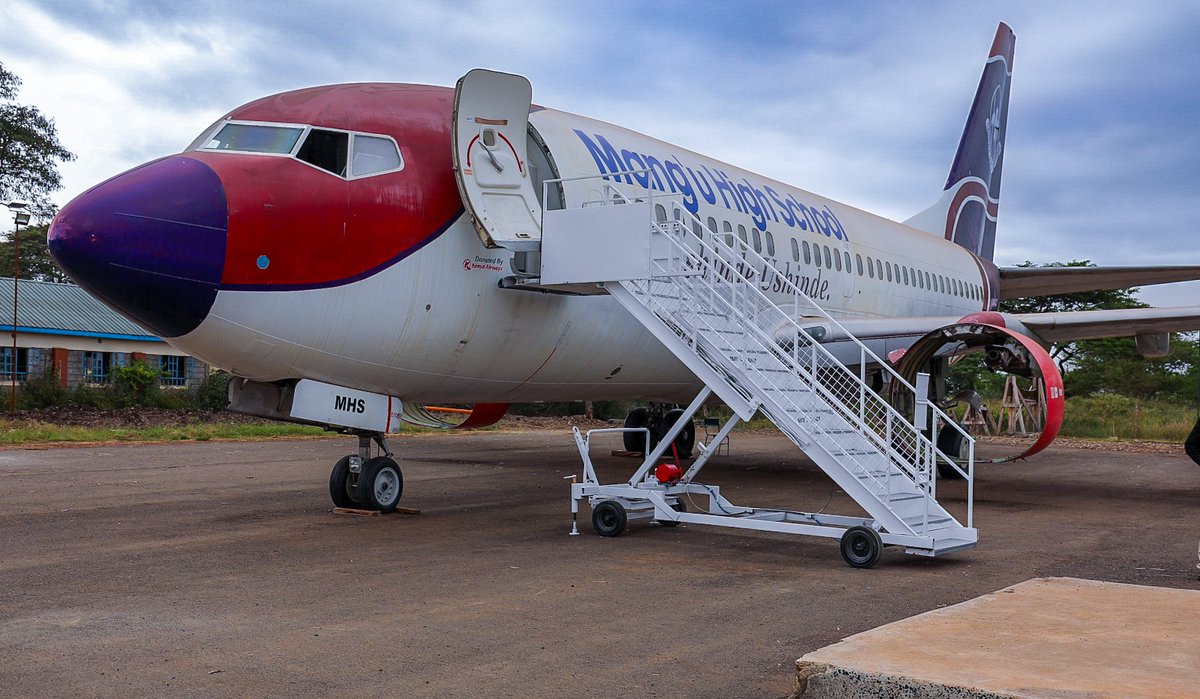 Kenya Airways (@kenyaairways) on Twitter photo Today, we officially handed over the Boeing 737 airframe to <a href="/manguhighschool/">Mangu High School</a>, a gift that now becomes a classroom.
This donation is part of our commitment to grow aviation from the ground up by giving young minds real, hands-on exposure.
Led by our Chief People Officer, Tom Today, we officially handed over the Boeing 737 airframe to <a href="/manguhighschool/">Mangu High School</a>, a gift that now becomes a classroom.
This donation is part of our commitment to grow aviation from the ground up by giving young minds real, hands-on exposure.
Led by our Chief People Officer, Tom