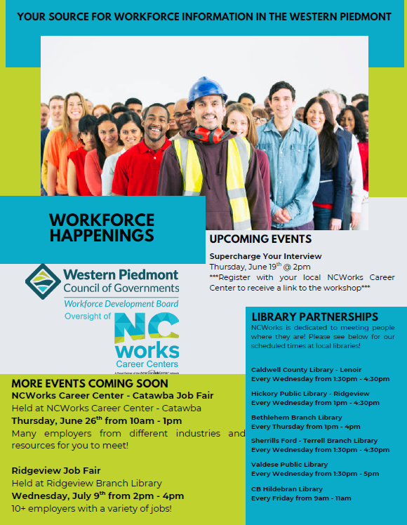 WPWorkforceDev's tweet photo. #MakeItHappenMonday
Check out the latest edition of the Workforce Happenings to see all the great things taking place in the Western Piedmont!
#NCWorks #westernpiedmontworks #jobsearch #jobfair #careers #careeropportunities #virtualworkshops #workforcedevelopment https://t.co/a8Ep93ARlG