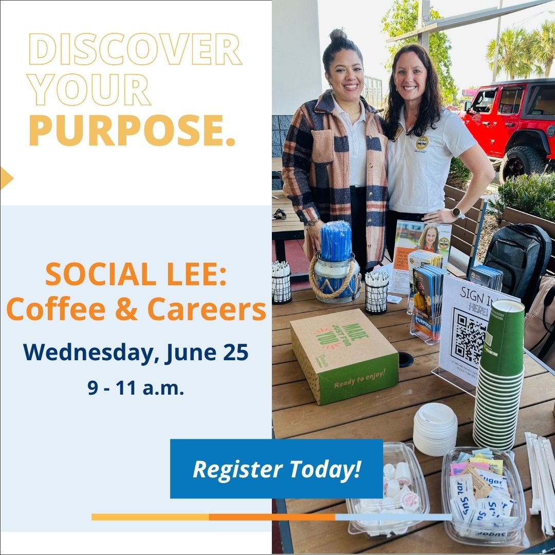 LeeSchoolCareer's tweet image. Social Lee: Coffee and Careers is just 9 days away! If you're looking to explore instructional or non-instructional roles with @LeeSchools, the time is now!

Register for Social Lee today 👇
app.brazenconnect.com/events/325Kv.

#LoveLeeSchools #SWFL #NowHiring