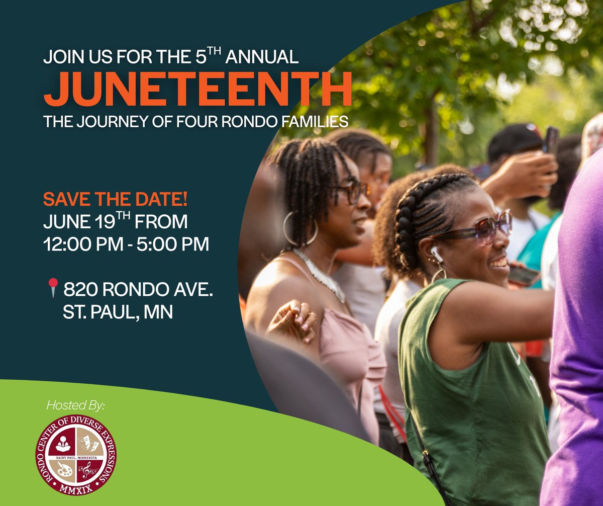Join us this Juneteenth at the Rondo Commemorative Plaza on June 19 from 12–5 PM for a powerful day of reflection, celebration, and community.