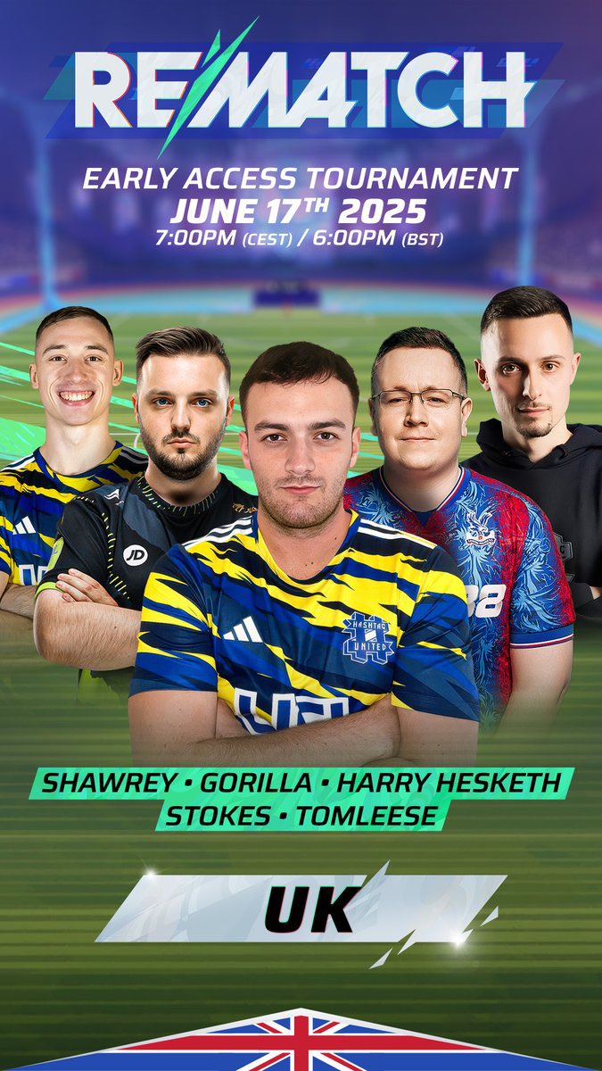 ⚽️ DEMAIN TOURNOI Early Access

Voici deux des quatre équipes de l'UE !

🇫🇷 Équipe France, dirigée par <a href="/Kammeto/">Kameto</a>
🇬🇧 Équipe Royaume-Uni, dirigée par <a href="/HarryHesketh/">Harry Hesketh</a>

Connectez-vous à la chaîne de votre streamer préféré et encouragez-le demain, à 19h !

#Rematch