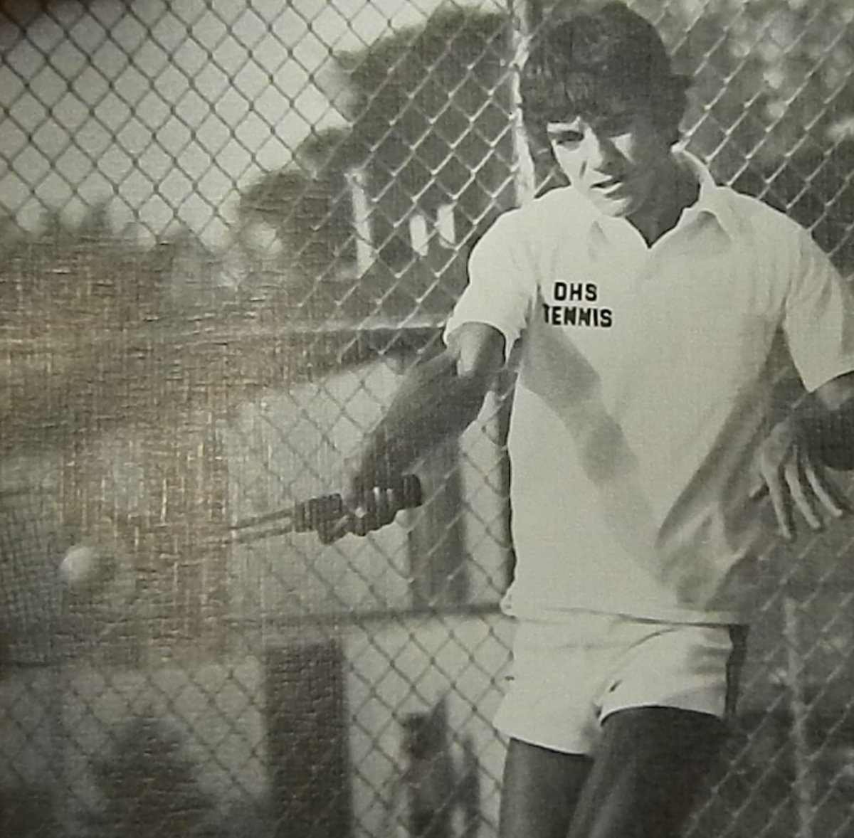 OLD SCHOOL
A Dickinson player returns a shot from a boys' dual match in the 1980s. 
#wdaoldschool