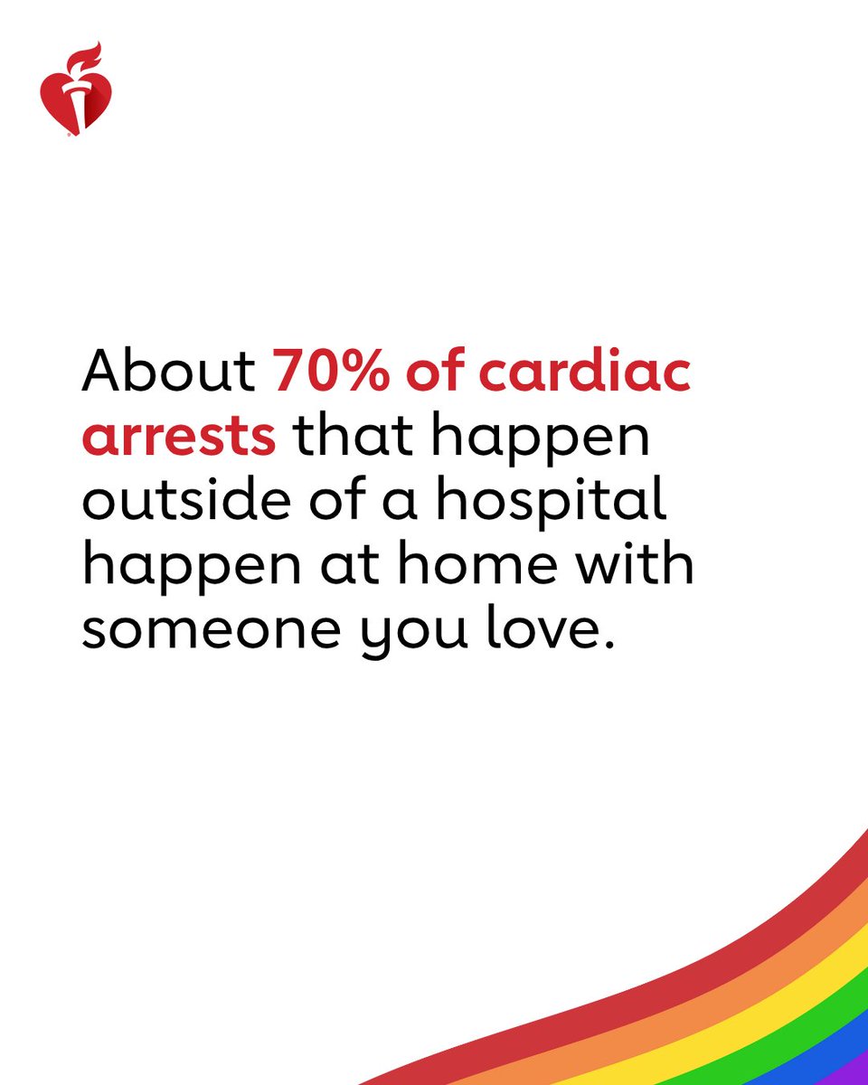 Every year, over 350,000 cardiac arrests happen outside of a hospital, with most happening at home. Be ready to save a life! 

Take 90 seconds now to learn Hands-Only CPR 👉 spr.ly/60104P0AI

#NationofLifesavers #PrideMonth