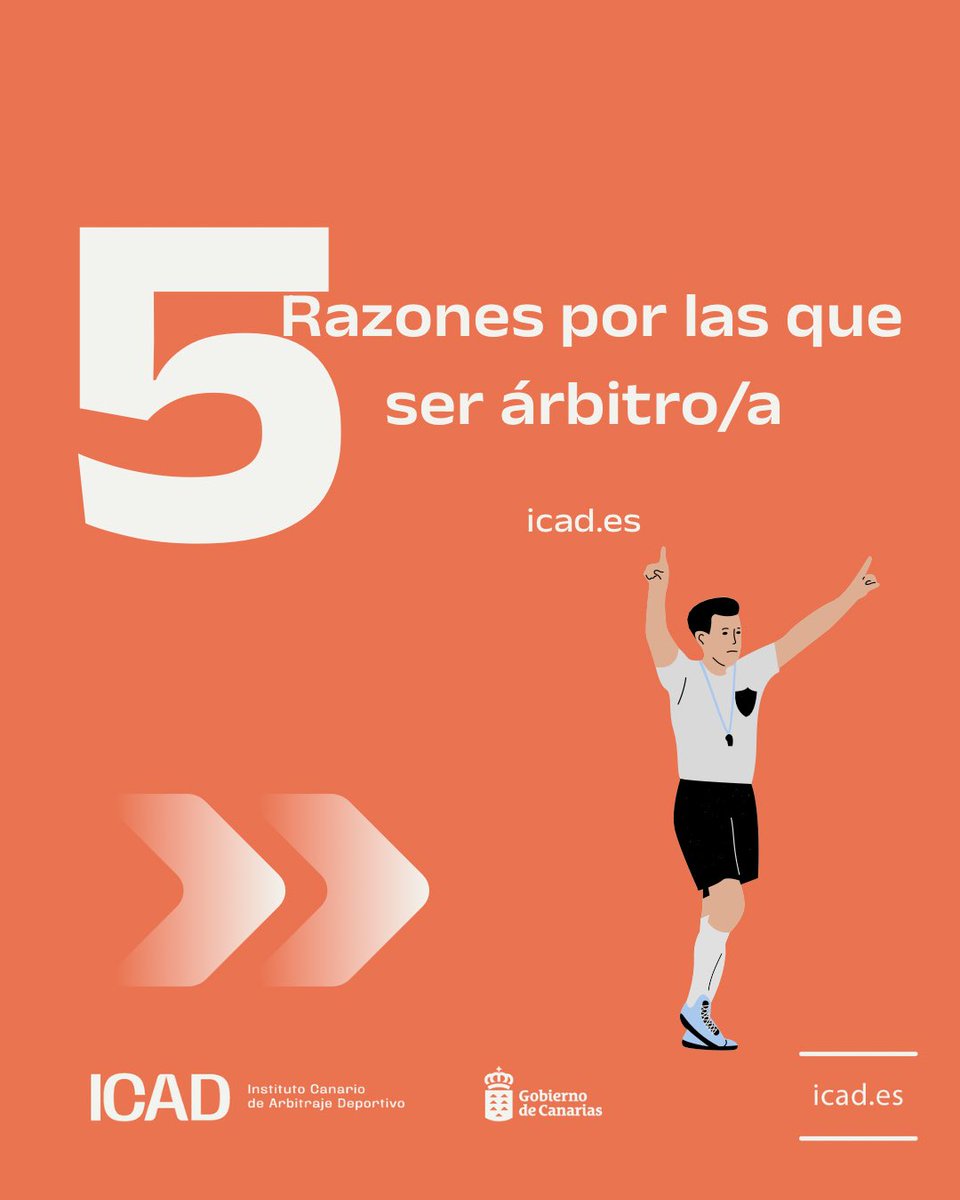 icad_es's tweet photo. ⚖️ ¿Por qué ser árbitro/a?
Porque lideras, tomas decisiones, mantienes el equilibrio y aprendes a gestionar la presión en cada jugada. Ser árbitro/a es mucho más que pitar: es desarrollar habilidades que te servirán dentro y fuera del campo. https://t.co/XROboVIJo1