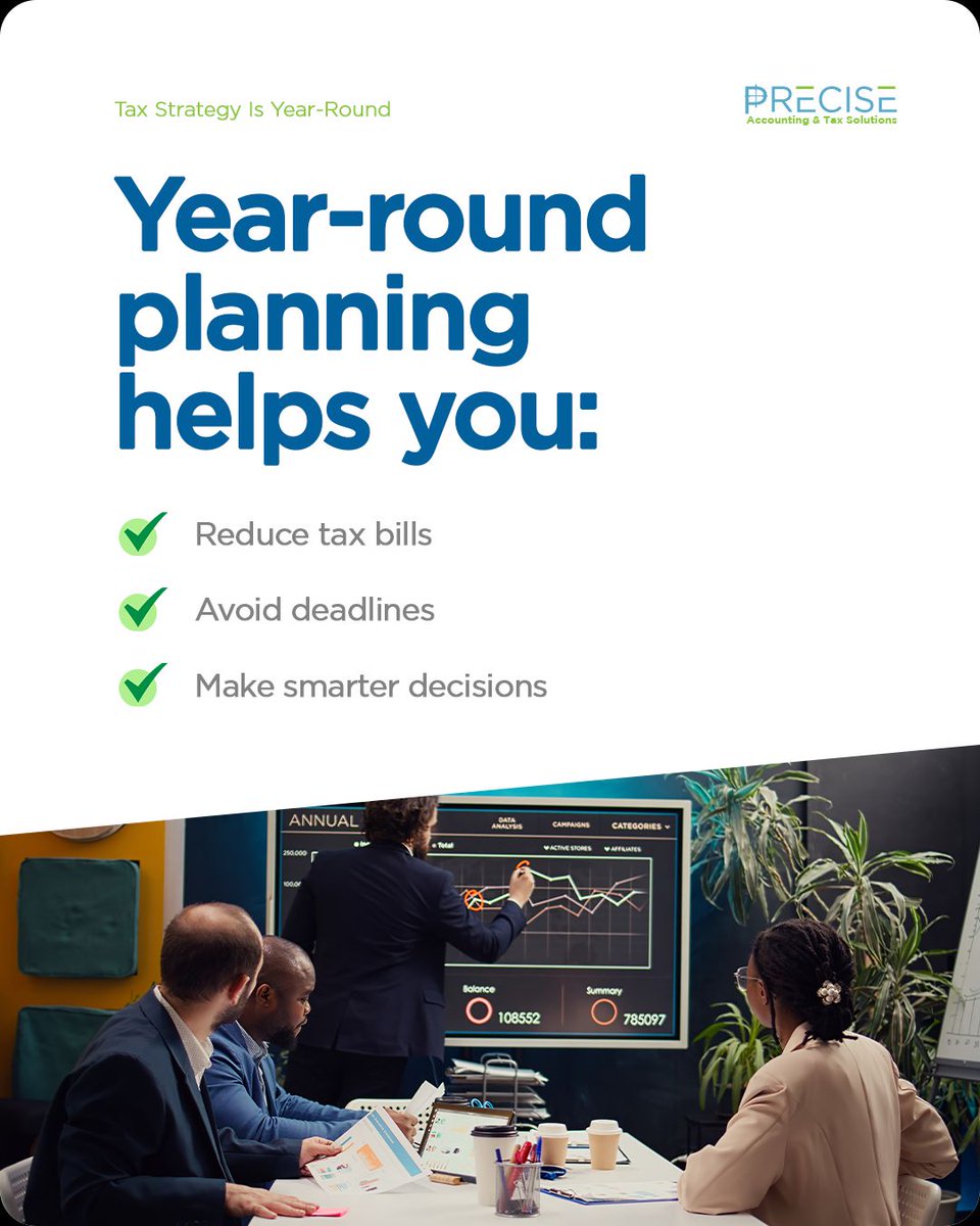 preciseacctax's tweet image. Tax prep starts now—not in March.
We offer year-round planning so you’re always ahead of the curve.
(301) 541-3145
preciseacctax.com
#PreciseAccTax #TaxPlanning #BossMoves