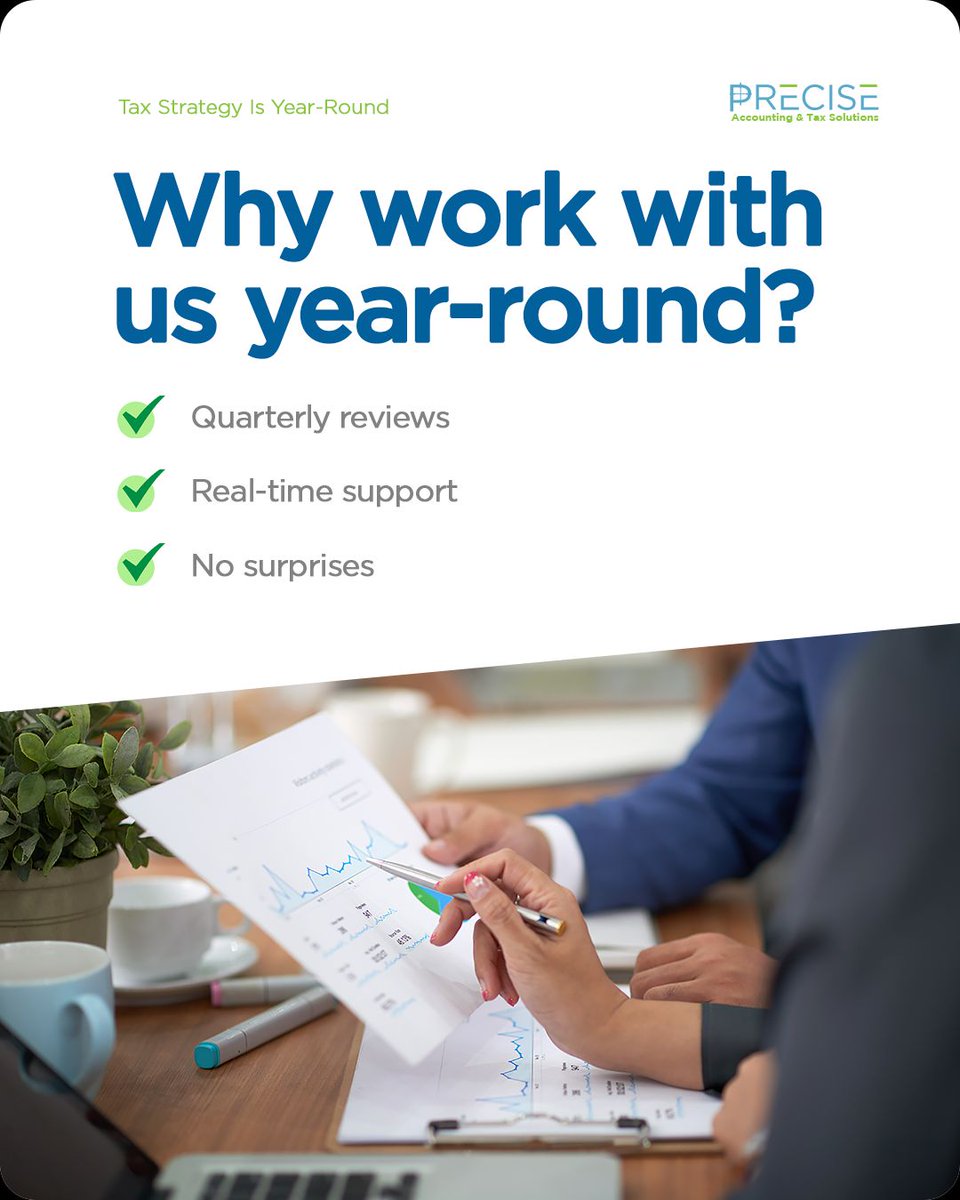 preciseacctax's tweet image. Tax prep starts now—not in March.
We offer year-round planning so you’re always ahead of the curve.
(301) 541-3145
preciseacctax.com
#PreciseAccTax #TaxPlanning #BossMoves