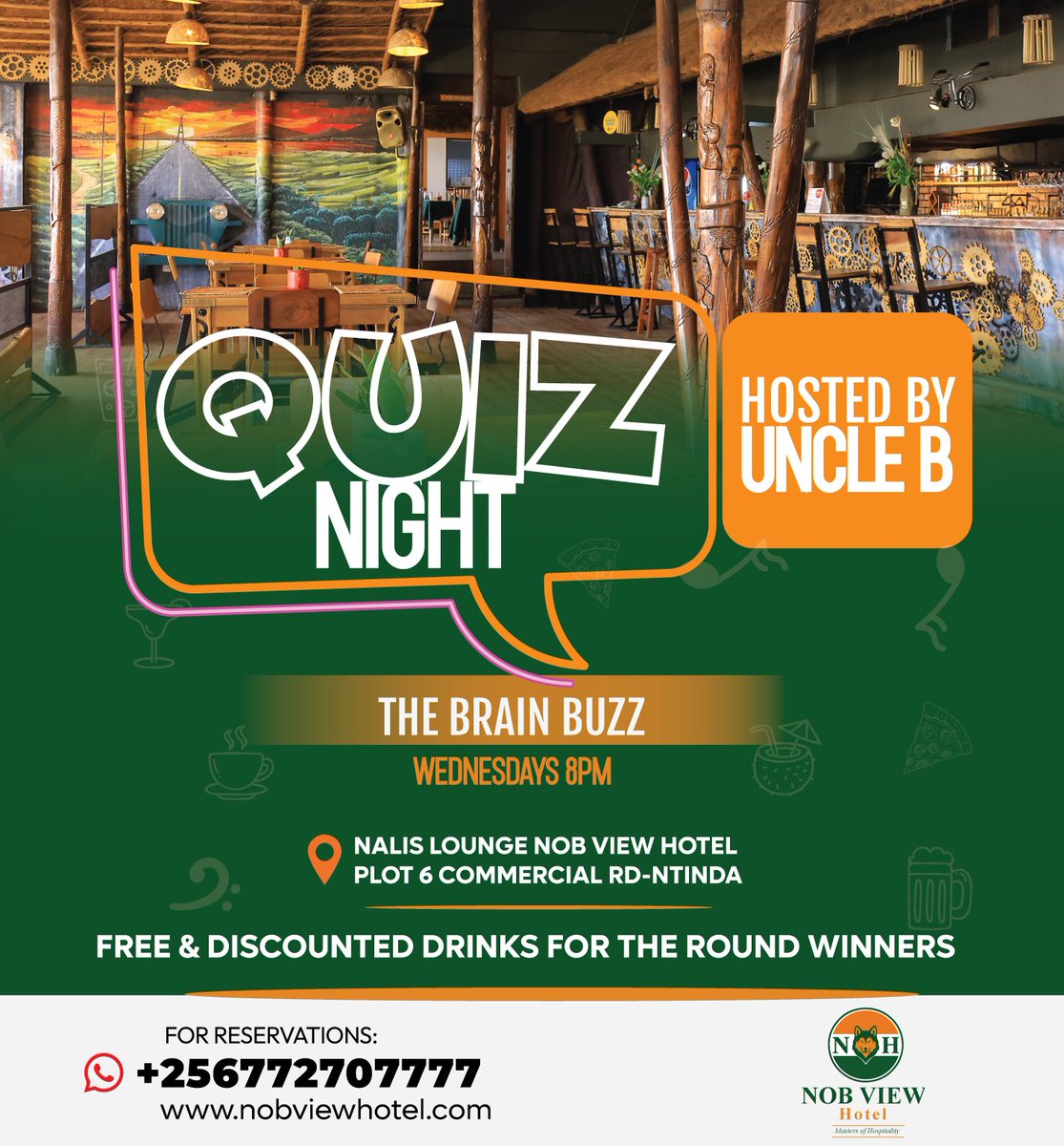 NobviewHotel's tweet photo. Quiz Night Wednesdays at Nalis Lounge! Bring your brainpower and your crew every Wednesday for an exciting night of fun &amp; trivia.
Starts 8 PM | Entry is Free
#NobviewHotel #NalisLounge #QuizNight #TriviaWednesday #FreeDrinks #Accommodation #NalisGardens #CarolRestaurant #FreeWiFi https://t.co/LF3mbZFvkj