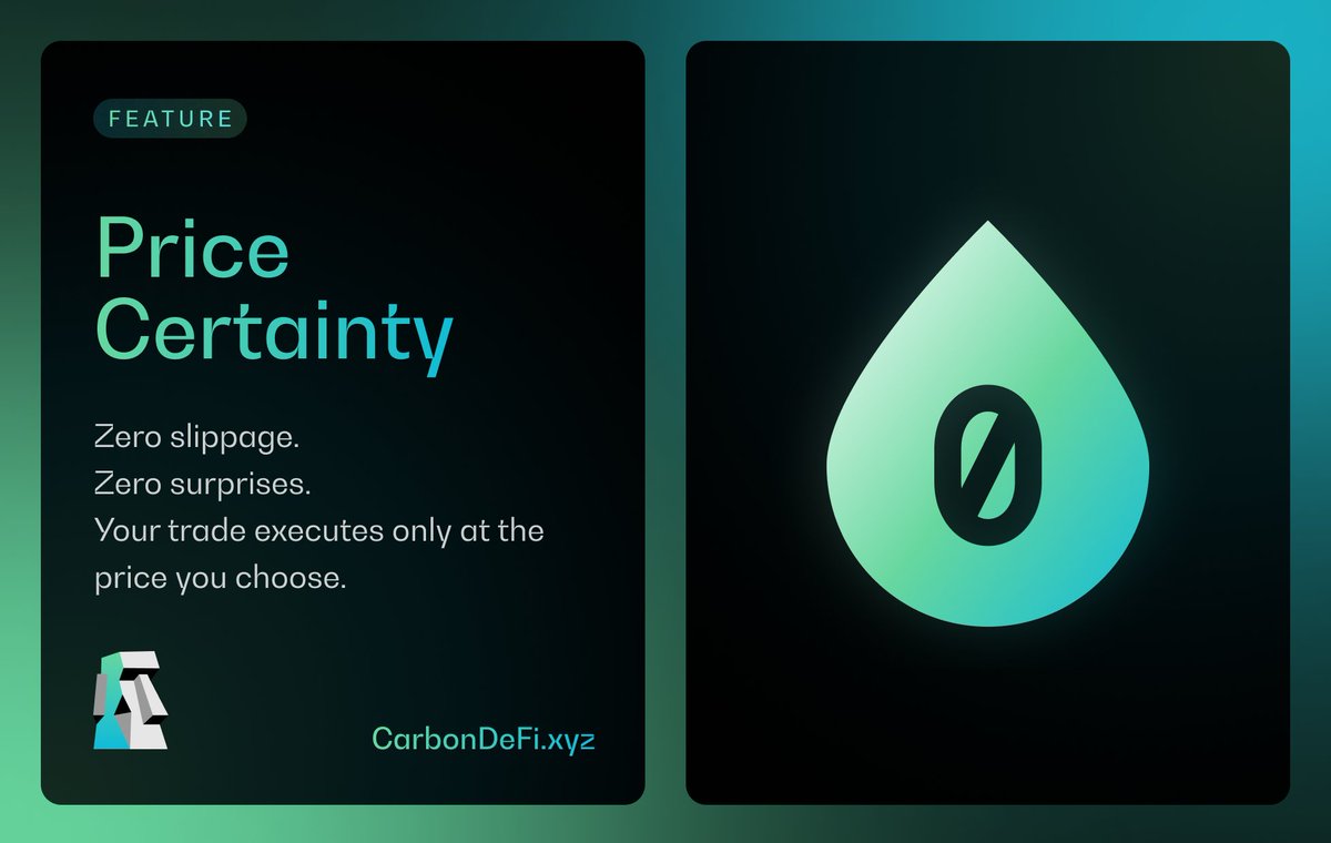 Turn unrealized gains into realized profits — confidently.

With ZERO: 
🚫 slippage
🚫 sandwich attacks
🚫 surprises

Pre-set your trade, walk away, and get the price you expect — every time.

Create an order now on Carbon DeFi.