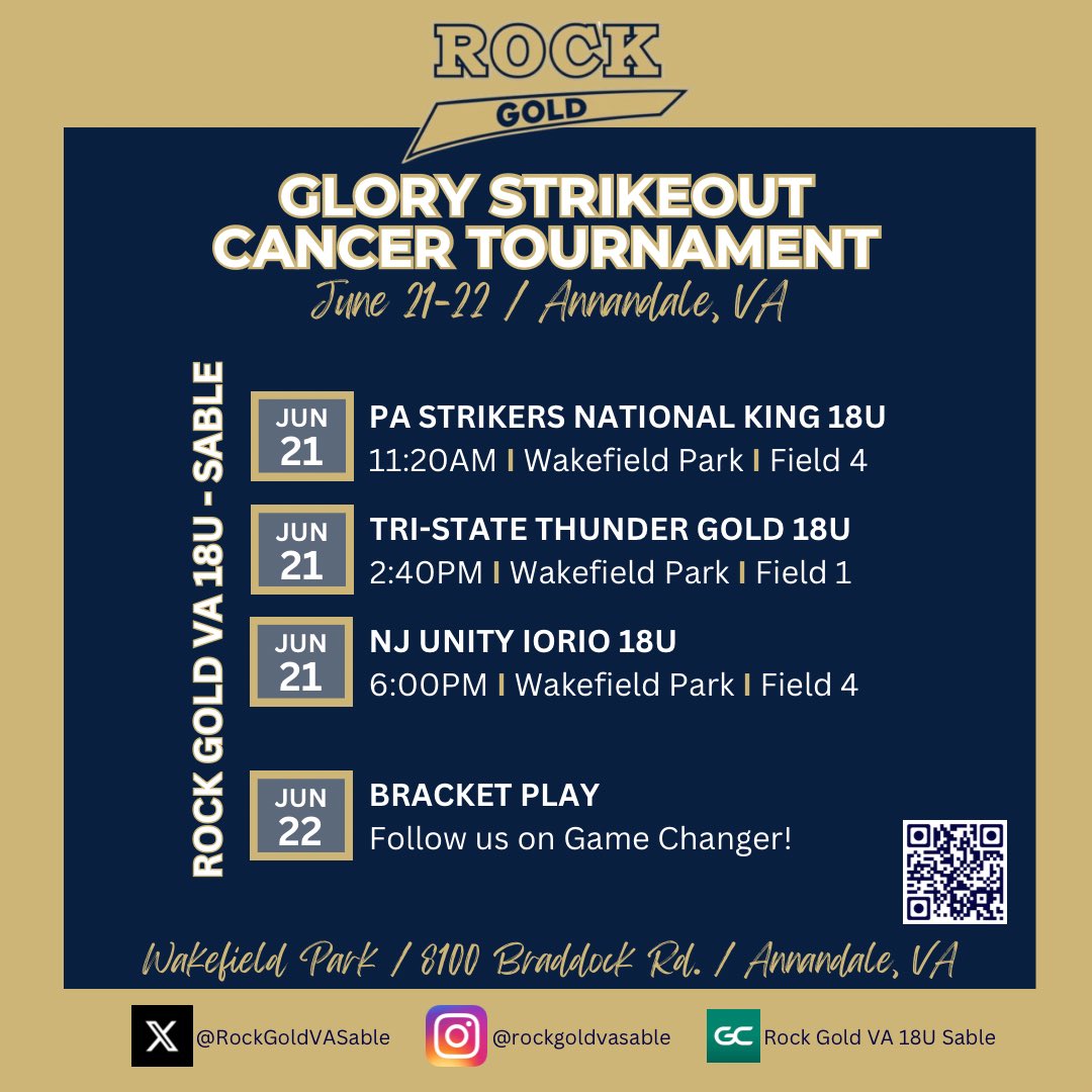 Rock Gold VA 18U Sable (@rockgoldvasable) on Twitter photo And just like that, we’re gearing up for the next one! What could be better than softball for a cause? Come see us this weekend <a href="/GlorySOC/">Glory Strikeout Cancer Invitational</a>! <a href="/VAGloryFP/">VA Glory Fastpitch</a> <a href="/ROCKGOLDVA/">ROCK GOLD VA ORG</a> #TogetherWeROCK And just like that, we’re gearing up for the next one! What could be better than softball for a cause? Come see us this weekend <a href="/GlorySOC/">Glory Strikeout Cancer Invitational</a>! <a href="/VAGloryFP/">VA Glory Fastpitch</a> <a href="/ROCKGOLDVA/">ROCK GOLD VA ORG</a> #TogetherWeROCK