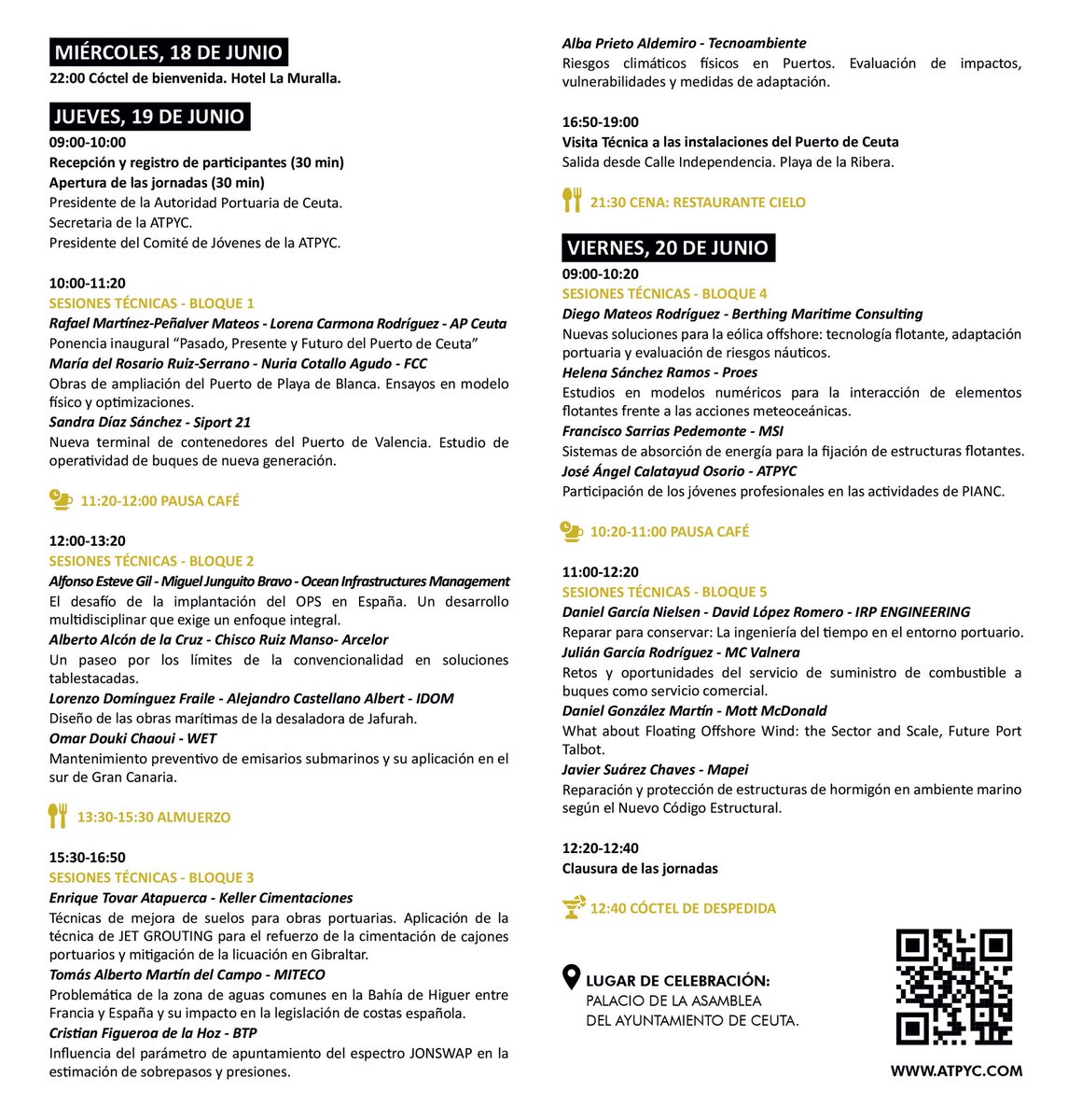 📝 Consulta el programa de las XXI Jornadas de Jóvenes Profesionales de la ATPYC en:
atpyc.com/eventos/xxi-jo…

¡Nos vemos el miércoles en Ceuta!