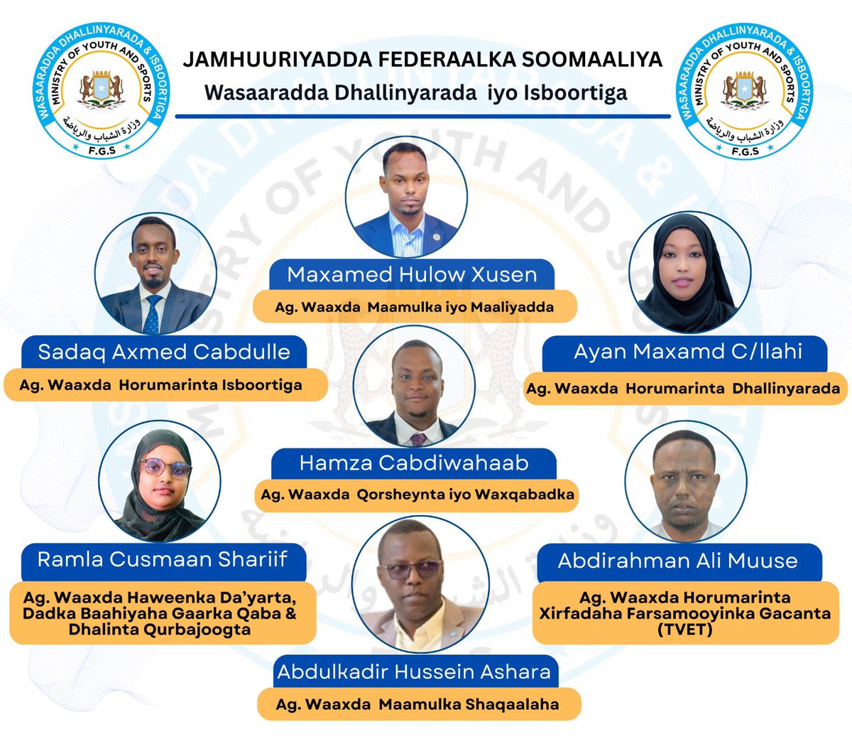 Strengthening the Ministry’s operations the Minister of Youth and Sports has restructured the Ministry’s departments and appointed new Directors.

The new structure includes 7 departments led by newly assigned officials.

The entire team wish new appointees success in their roles