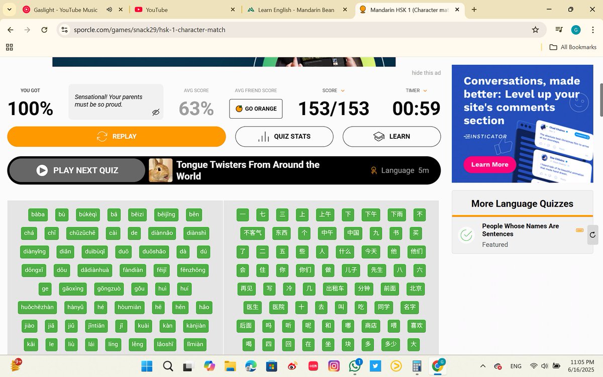 owlfishinthesea's tweet image. guys aku baru coba new type of quiz, ini cara mainnya masangin hanzi sama pinyin ya.
link : sporcle.com/games/snack29/…
#langtwt #studytwt #chineselearning