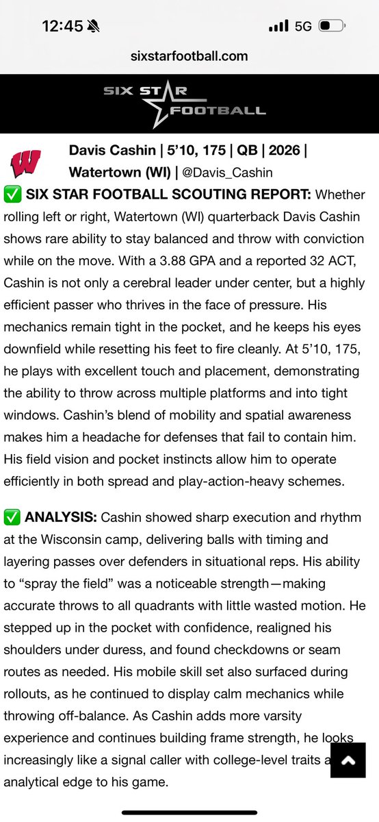 <a href="/sixstarfootball/">Six Star Football | PLUS+</a> <a href="/PrepRedzoneWI/">Prep Redzone Wisconsin</a> <a href="/UWBadgers/">Wisconsin Badgers</a> <a href="/B19Kamrath/">Benji Kamrath</a>