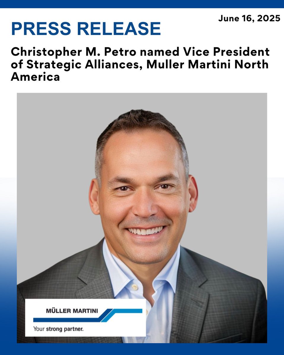 🚀 Exciting news! Andy Fetherman, President &amp; CEO of Muller Martini North America, announces Christopher M. Petro as VP of Strategic Alliances—a brand new role. 🤝 Christopher’s expertise will drive new partnerships &amp; growth! 🌟

🔗 Read more: bit.ly/3To78r4