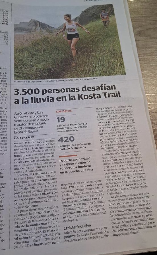 Hoy en <a href="/elcorreo_com/">El Correo</a> (Eskerrik asko) 
3.500 personas desafían la lluvia en <a href="/kostatrail/">Kosta Trail</a> en favor de #Gaituzsport 
#deporte #trailrunning #inclusión 

👉 elcorreo.com/deportes/3500-…
