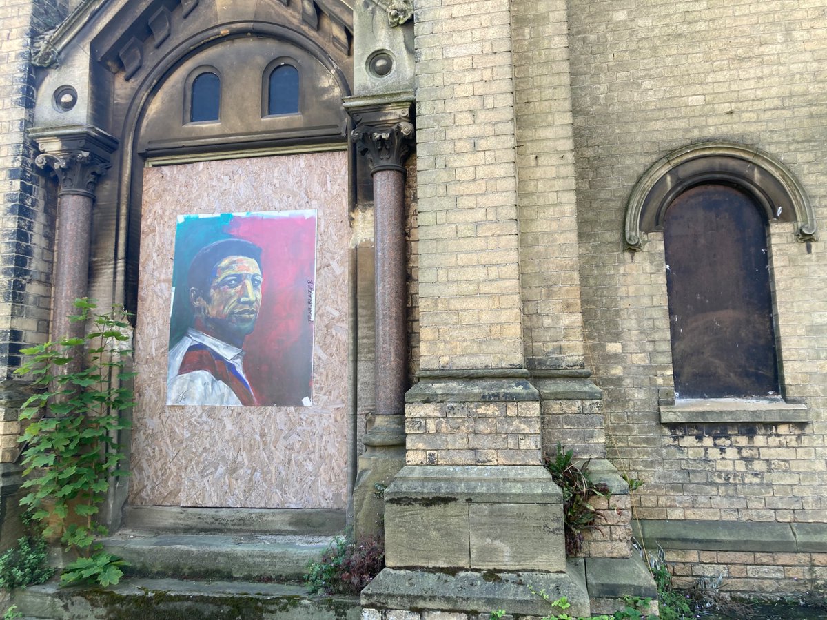 Portrait of the late Clive Sullivan on the derelict former City Temple Church, Hessle Road. The painting is titled ‘Trailblazer’