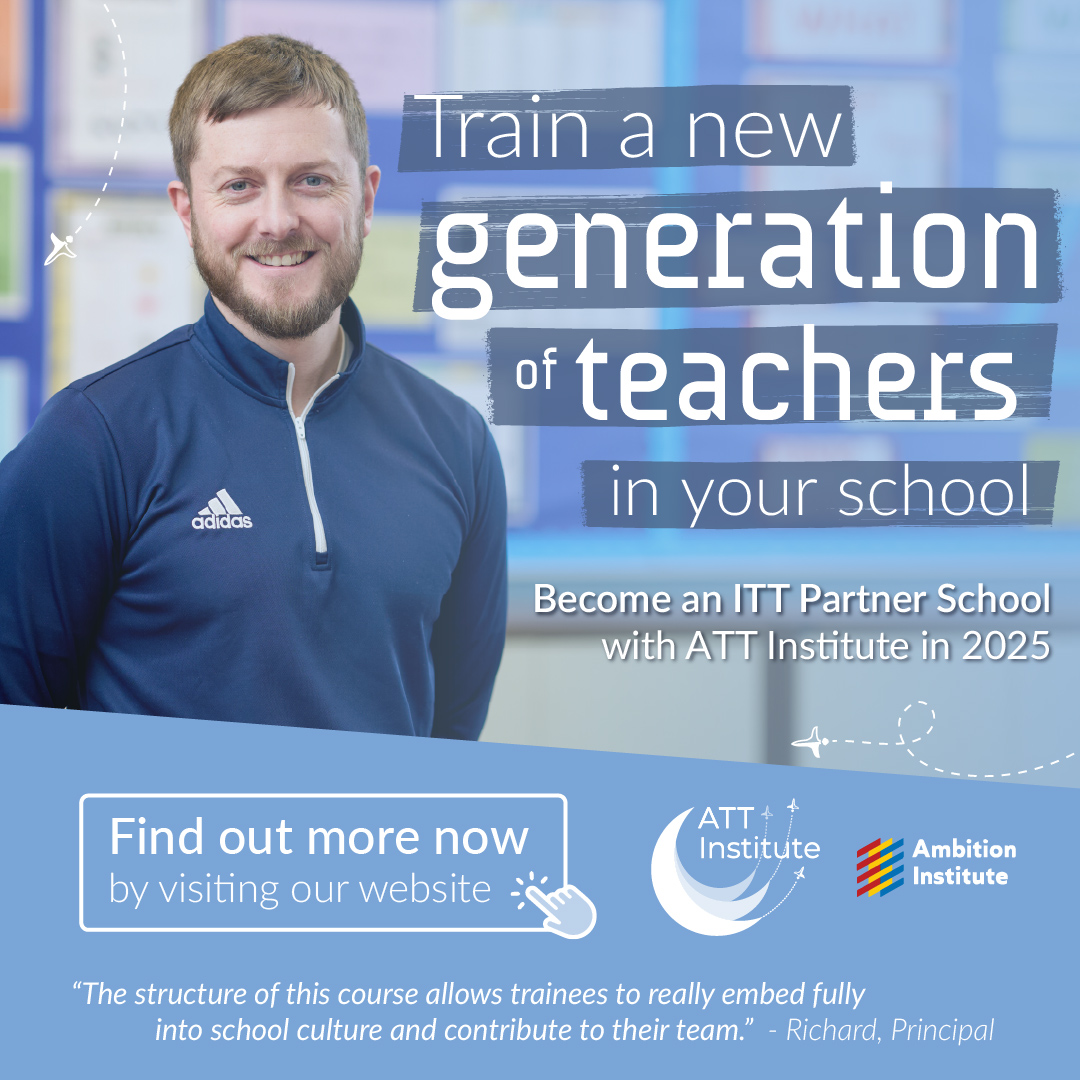 ATT Institute (@attinstitute) on Twitter photo 🌱 Ready to grow your #teaching team?
Become an <a href="/AcademyTrust/">Academy Transformation Trust</a> #TeacherTraining partner school! 🌿
✔️ Help develop committed trainee teachers
✔️ Support staff to gain QTS
✔️ Access top-tier training & expert guidance
🔗 Learn more: tinyurl.com/44rjby3r
#TransformingLives #ITT 🌱 Ready to grow your #teaching team?
Become an <a href="/AcademyTrust/">Academy Transformation Trust</a> #TeacherTraining partner school! 🌿
✔️ Help develop committed trainee teachers
✔️ Support staff to gain QTS
✔️ Access top-tier training & expert guidance
🔗 Learn more: tinyurl.com/44rjby3r
#TransformingLives #ITT