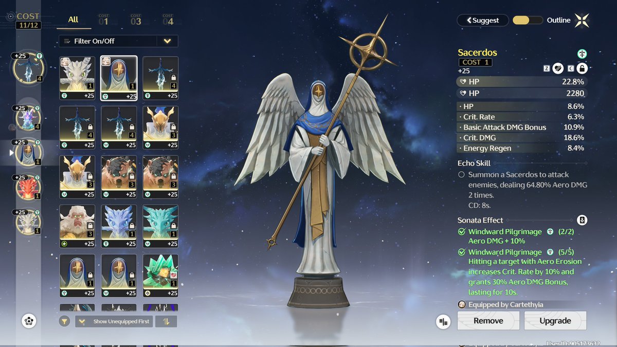 Makenji626's tweet photo. I am just a man with a obsession for perfection. I have 1 echo left that has a few dead stats but she is almost perfect. Even right now she is as perfect as she is going to get for most. My first ever S6R1 in all her glory #WutheringWaves #Cartethyia #Fleurdelys https://t.co/2pmlPuMBJj
