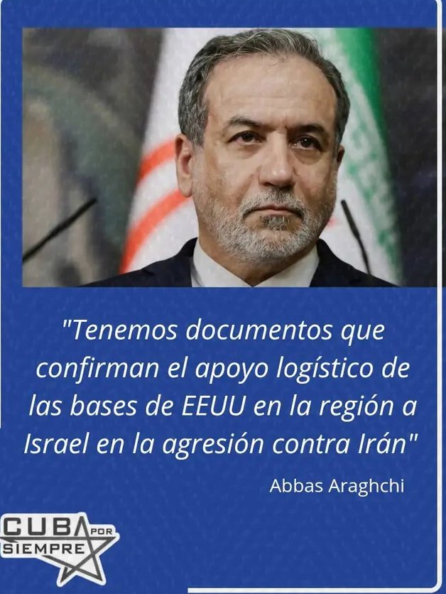 RubenDario15110's tweet photo. Mientras el señor Trump afirma que EEUU, no tiene nada que ver con el ataque a Irán. El ministro de exteriores de Irán afirmó que tienen prueba del respaldo logístico de EEUU a Israel. La mentira es parte de su política.
🇨🇺🇨🇺🇨🇺
#CubaPorLaVida 
#CubaPorLaPaz . https://t.co/D3a4o7ZeGy