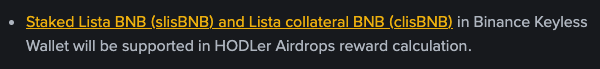 $slisBNB and $clisBNB are supported for <a href="/sparkdotfi/">Spark</a> $SPARK on @Binance HODLer Airdrops 
Trading Starts June 17th 09:00 UTC 

Don’t forget to use your $slisBNB and $clisBNB to participate for HODLer airdrop events!

Read More: 
binance.com/en/support/ann…