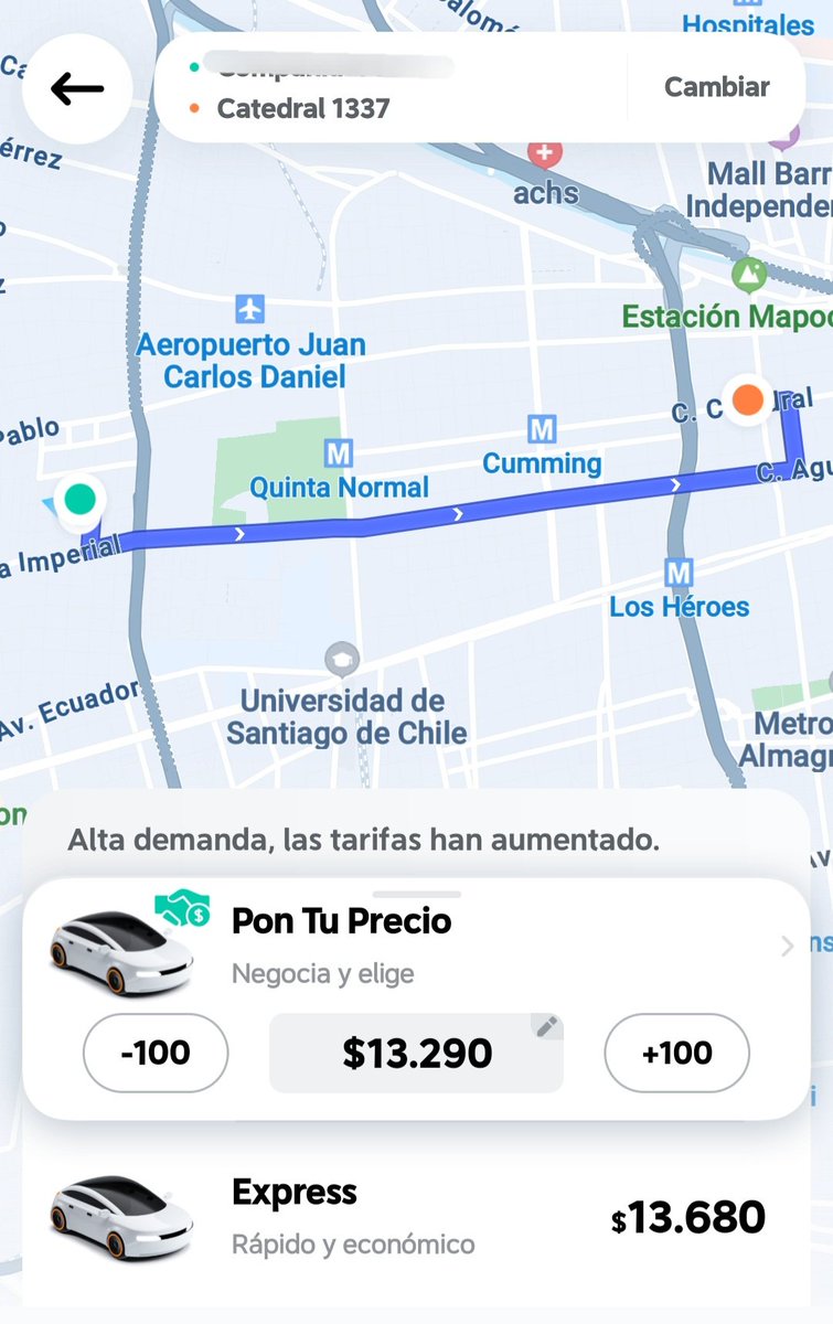 cotemontecinoss's tweet photo. Que opinan uds? Sera mucho el aumento #didichile se aprovecha del clima
Viaje quinta normal a santiago normalmente $3.000 a $3.500 pesos miren ahora el monto exagerado @meganoticiascl #meganoticiasamanece https://t.co/b3WUKQgWNU