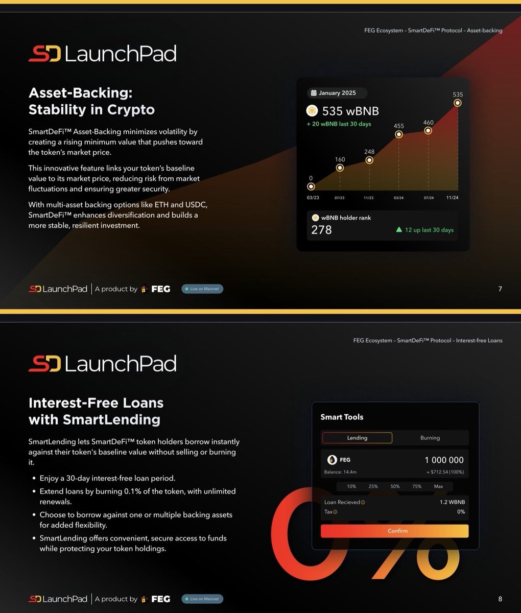 <a href="/FEGtoken/">FEG (Feed Every Gorilla)</a> is the play on BNB Chain, powered by SmartDeFi, all asset are backed by BNB with interest-free loans. 

Do you Want your own token..? If yes, Create one in minutes at <a href="/SD_LaunchPad/">SmartDeFi™ LaunchPad</a> 

Website: FEG.io
Launchpad: SmartDeFi.com
