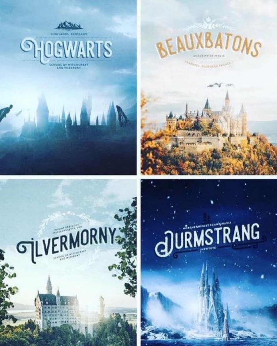 TheDailyHPotter's tweet photo. The magical schools 🏰 https://t.co/DDUN2xq58X