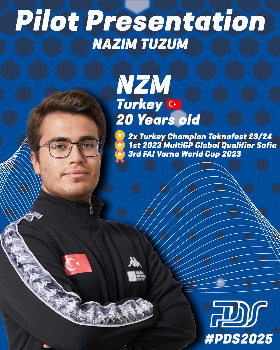 PDS_Fr's tweet photo. 👤 Nazim Tüzün
🏁 Nickname: NZM
🎯 Achievements:
🏆 2x Turkey Champion at Teknofest 2023 and 2024
🏆 1st 2023 MultiGP Global Qualifier Sofia, Bulgaria
🏆 3rd FAI Varna World Cup 2023
Two-time Turkey Champion at Teknofest (2023 & 2024), winner of the 2023 MultiGP Global Qualifier in Sofia, and 3rd at the FAI World Cup in Varna, NZM is one of Turkey’s top FPV pilots. He’s coming to the Paris Drone Show ready to make an impact!
-----
👤 Nazim Tüzün 
🏁 Pseudo : NZM
🎯 Palmarès :
🏆 2x Turkey Champion at Teknofest 2023 and 2024
🏆 1st 2023 MultiGP Global Qualifier Sofia, Bulgaria
🏆 3rd FAI Varna World Cup 2023
Double champion de Turquie à Teknofest (2023 & 2024), vainqueur du MultiGP Global Qualifier à Sofia et 3e à la World Cup FAI de Varna, NZM est l’un des meilleurs pilotes turcs de sa génération. Il débarque au Paris Drone Show avec l’ambition de marquer les esprits !
•
#PDS2025 #pas25 #parisdroneshow #fpvrace #dronefpv #fpvdrone #racerdrone #fpvpilot #fpvaddict #racingfpv #fpvlife