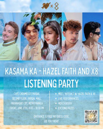 Kasama Ka Listening Party part 2! See you at CAFÉ CARAMELLO | PARQAL (Second Floor, Parqal Mall, Parañaque City, Metro Manila) on Friday, June 27, 8:00 - 10:00 PM

No entrance fee
No outside food
No dresscode

Register here: hazelfaithmusic.com