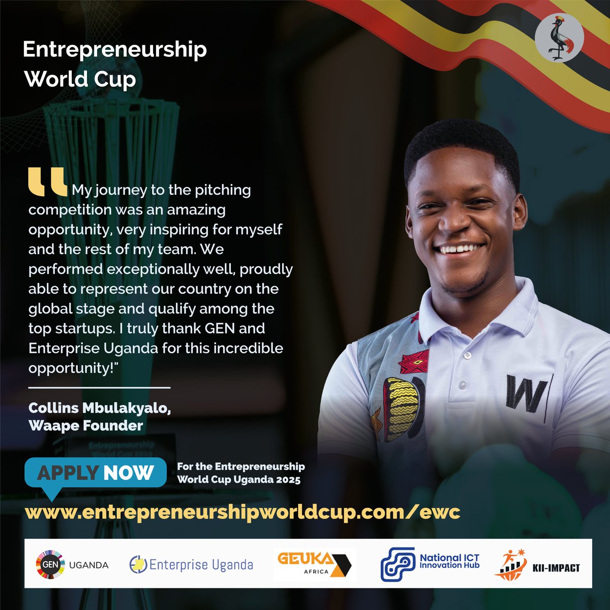 “Pitching at EWC was a game-changer for us!” – Hear from past Ugandan finalists and discover how far your idea can go. 💡🌍 
Apply Now: entrepreneurshipworldcup.typeform.com/EWC2025?typefo…
#EWCUG2025